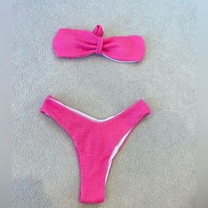 Pink swim bikini, tie up for top, Size M, never worn